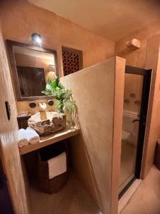 巴利亚多利德Casa Sílice的一间带水槽和镜子的小浴室