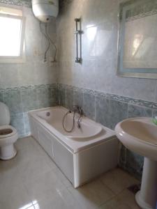 El-Qaṭṭaالريف الاوروبي的带浴缸、卫生间和盥洗盆的浴室