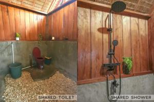 KriMansuar Raja Ampat Bungalows的带淋浴和荫凉卫生间的浴室