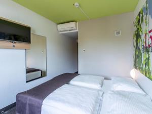 因戈尔施塔特英戈尔施塔特住宿加早餐酒店的卧室配有白色的床和平面电视。