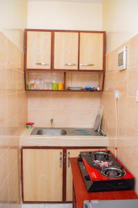 蒙巴萨The Nest Studio Apartment in Bamburi Mombasa的小厨房配有炉灶和水槽