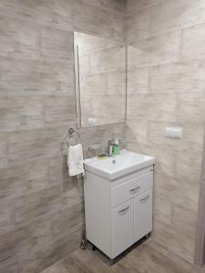 萨克德佐尔镇kechi House apart hotel的浴室设有白色水槽和镜子