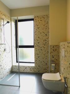 戈里察MIK Hotel Korce的一间带卫生间和窗户的浴室