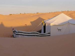 杜兹Private Camp25km-from DOUZ的沙漠中的一个白色帐篷