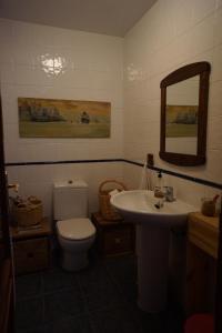 格拉纳达comfortable single bluing room b&b的一间带水槽、卫生间和镜子的浴室