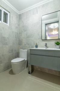 金斯敦The Luxurious Château的浴室配有白色卫生间和盥洗盆。