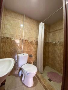 OmaloGuest House Gordila的一间带卫生间和水槽的浴室