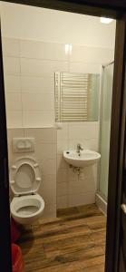 华沙Hostel MOC的一间带卫生间和水槽的浴室
