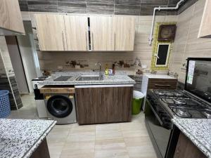 开罗Luxurious apartment in the heart of Cairo, Dokki的厨房配有水槽和洗衣机