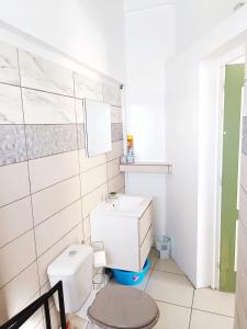 圣吕斯La belle Martinique的白色的浴室设有卫生间和水槽。