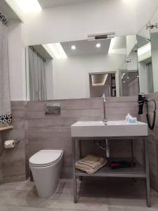 罗马il sogno di afrodite luxury b and b的一间带水槽、卫生间和镜子的浴室