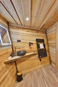 米特拉克ESCALE CAB'ÂNE的小木屋内带水槽的浴室