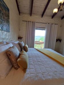 戈亚斯州上帕莱索Le Jardim的一间卧室设有一张大床和大窗户