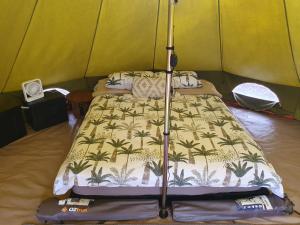 Apple Tree CreekEureka Station Camping Retreat的帐篷内一间卧室,配有一张床