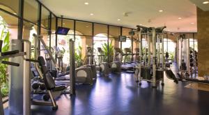 新巴利亚塔Villa La Estancia Beach Resort & Spa Riviera Nayarit的健身房,配有一系列跑步机和机器
