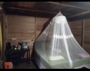 BesirBeser Bay Homestay的客房内的蚊帐