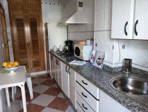 蓬塔翁布里亚Casa Delfin的厨房配有水槽和台面