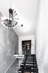 VeresneveGeography的走廊设有楼梯和吊灯