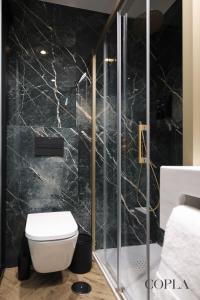 塞维利亚Luxury, Art and Deco apt para 4pax cerca de Plaza de España的一间带卫生间和淋浴的浴室