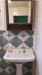 埃尔基斯科Cabañas Isla Neruda的一间带水槽和镜子的浴室