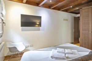 巴奎伊拉-贝莱特Luderna - Apartamento Val de Ruda B15 Baretja的卧室配有一张床,墙上配有电视。