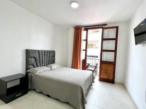 波帕扬Hotel Dorado Real HDR的一间卧室设有一张床、一台电视和一个窗口。