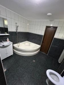 百乐·奥拉内斯蒂Casa Rosa的带浴缸、卫生间和盥洗盆的浴室