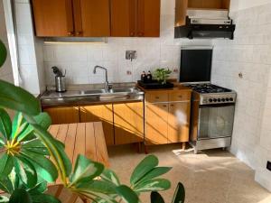 都灵Appartamento indipendente a Mirafiori Sud的厨房配有水槽和炉灶