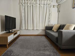 首尔Urban Space Seolleung的带沙发和电视的客厅