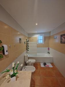 塞萨利内斯Bed&Breakfast Las Salinas House Private Rooms的一间带卫生间和浴缸的浴室