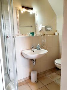 帕德博恩阿尔特恩基恩格尔穆勒酒店的一间带水槽和卫生间的浴室