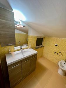 墨西拿Sicilia Bedda Apartment的一间带水槽和卫生间的浴室