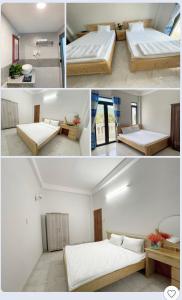 Cam LâmMoc homestay- Near Bai Dai Beach的卧室四幅相片的拼贴