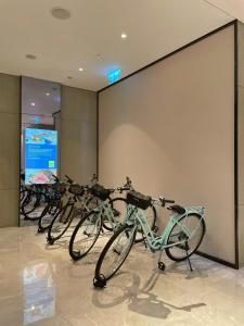 香港香港东涌福朋喜来登酒店的停在屏幕前的自行车排