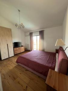 安圭拉萨巴齐亚VILLA NAZZA的一间卧室配有一张床、一张沙发和一台电视