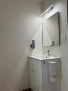 普埃布拉Hotel Royal Puebla的白色的浴室设有水槽和镜子