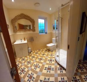 莱姆里吉斯No 4 suite的浴室配有卫生间、盥洗盆和淋浴。
