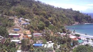 Maracas Bay VillageMaracas Bay View的海边小山上的小村庄