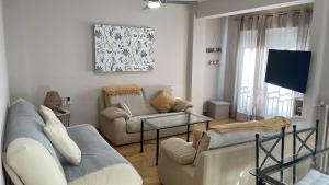 格拉纳达Apto en el Centro La Casita de Gaos Parking Gratuito的客厅配有2张沙发和1台平面电视