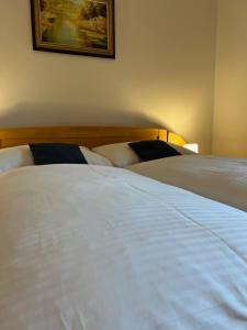 新里斯拉Hotel Eufória的卧室内两张并排的床