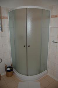 Ubytování U Vítů的浴室内的玻璃淋浴间