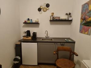 博赫尔Haardstee的一个带水槽和柜台的小厨房
