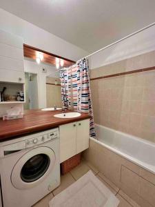 里摩日T3 Georges Beljean - DABNB的一间带洗衣机和水槽的浴室