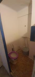 阿加迪尔Riad Khira的一间客房内带紫色卫生间的浴室