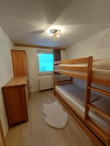 毛特恩多夫Apartment Ledermoos的一间卧室设有两张双层床和一扇窗户。