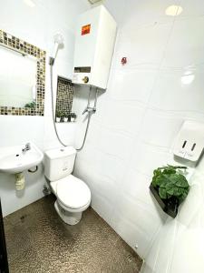 香港New International Guest House的一间带卫生间和水槽的浴室