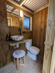 芒格努伊山Piccola Casa Fiorita的一间带卫生间和水槽的浴室