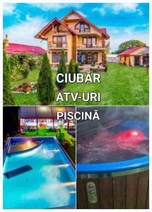 巴亚德菲耶尔Pensiunea Mariana的房屋和游泳池的照片拼凑而成