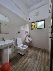 卡齐兰加Shivaji Inn Kaziranga的一间带卫生间和水槽的浴室