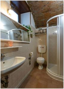 波里奥特米Casa Vacanza Scacco d' Argento的一间带水槽、卫生间和淋浴的浴室